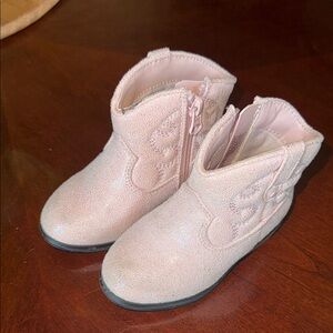 Kids Pink Glitter Boots